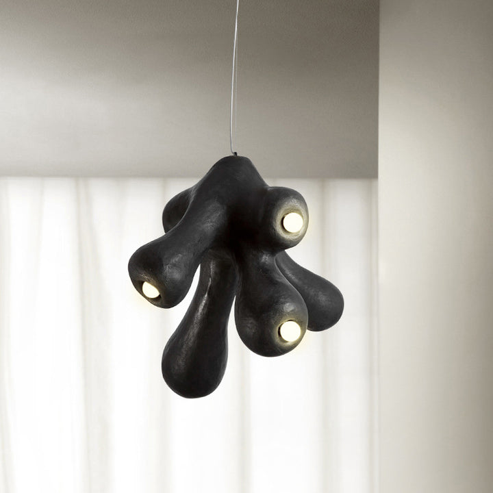 Lustre à 6 lumières en polystyrène haute densité à ramifications irrégulières scandinaves contemporaines pour salon 