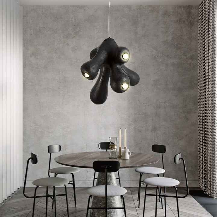 Lustre à 6 lumières en polystyrène haute densité à ramifications irrégulières scandinaves contemporaines pour salon 