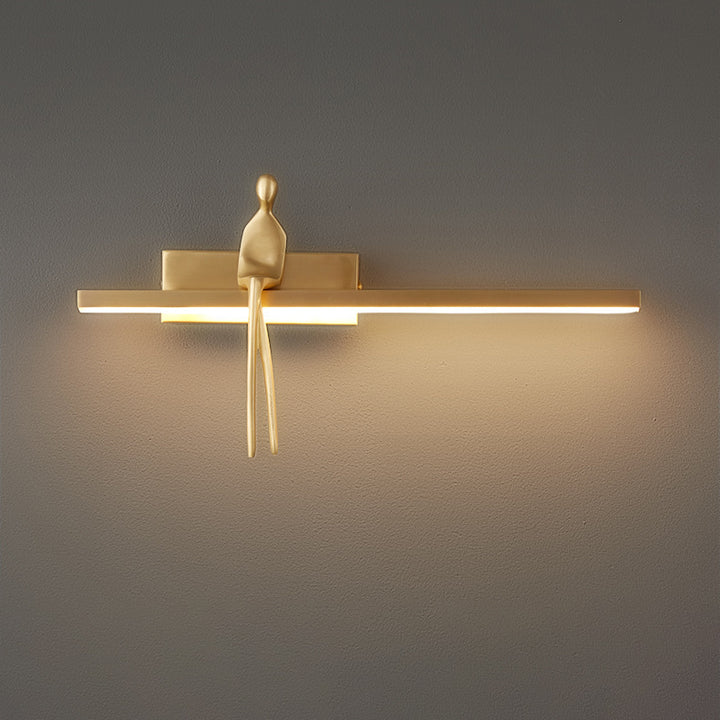 Zeitgenössische skandinavische lange rechteckige Kupfer-Acryl-LED-Wandleuchte für das Schlafzimmer 