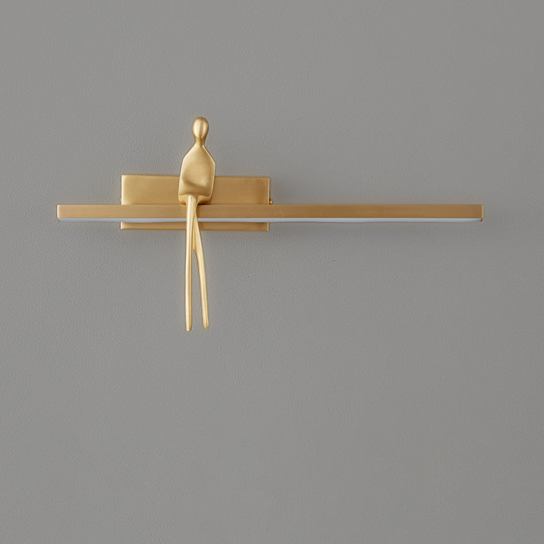 Contemporary Scandinavian Long Rectangular Sitting Copper Acrylic LED Wall Sconce Lamp For Bedroom