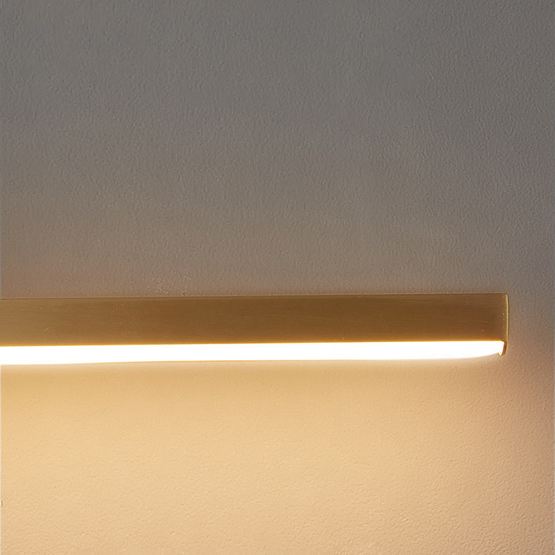 Zeitgenössische skandinavische lange rechteckige Kupfer-Acryl-LED-Wandleuchte für das Schlafzimmer 