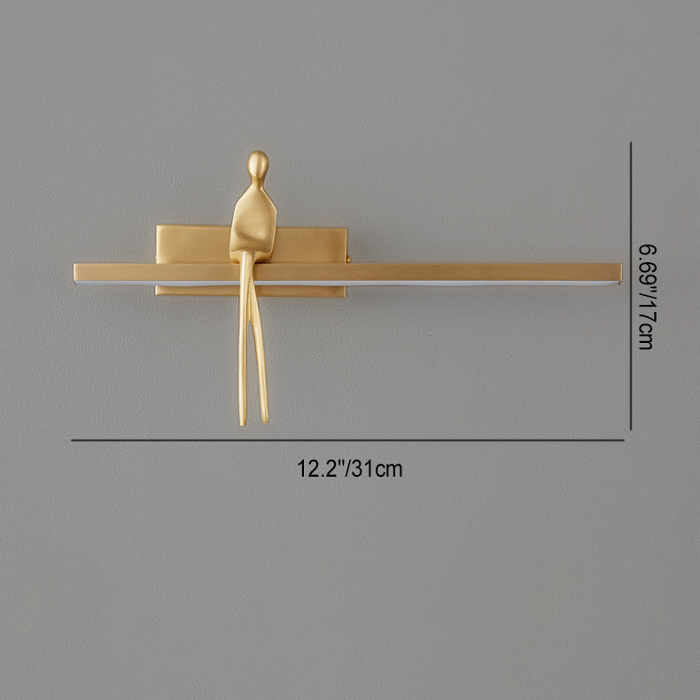 Contemporary Scandinavian Long Rectangular Sitting Copper Acrylic LED Wall Sconce Lamp For Bedroom