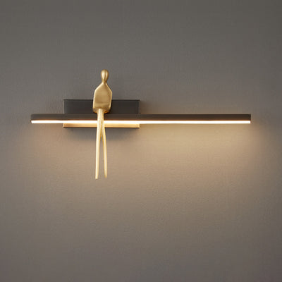 Contemporary Scandinavian Long Rectangular Sitting Copper Acrylic LED Wall Sconce Lamp For Bedroom