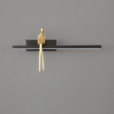 Contemporary Scandinavian Long Rectangular Sitting Copper Acrylic LED Wall Sconce Lamp For Bedroom