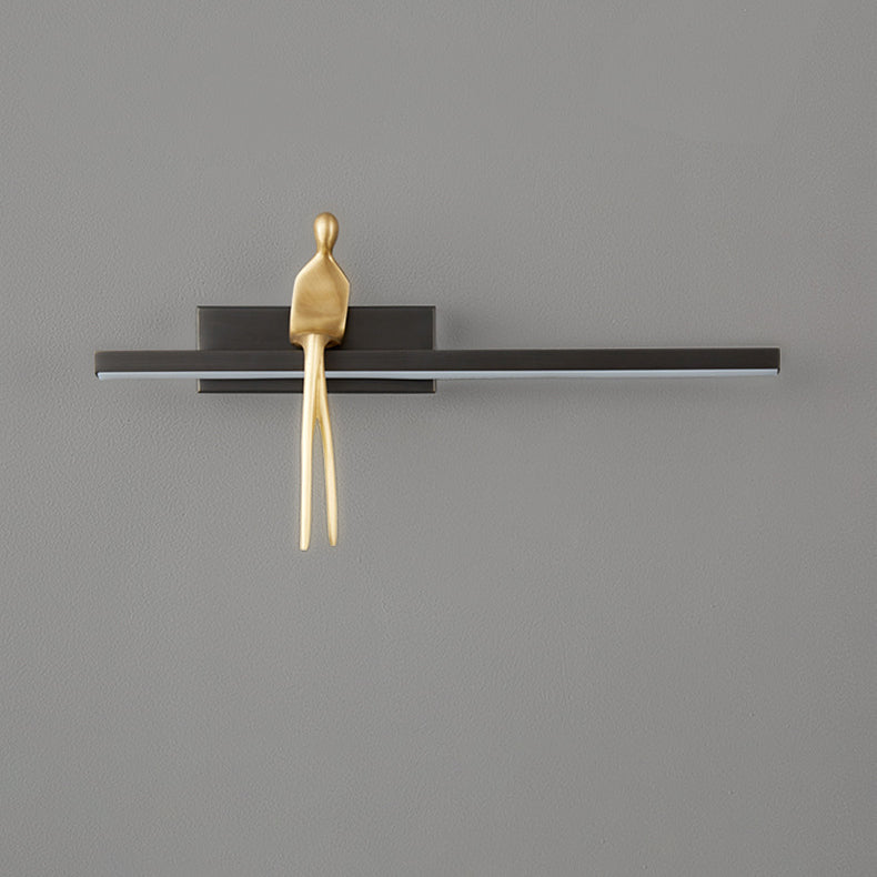 Contemporary Scandinavian Long Rectangular Sitting Copper Acrylic LED Wall Sconce Lamp For Bedroom