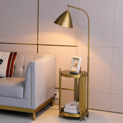 Contemporary Scandinavian Cylinder Long Disc Flared Hardware Tempered Glass 1-Light Standing Floor Lamp For Bedroom