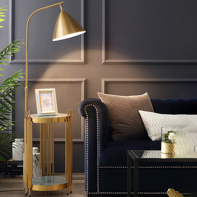 Zeitgenössische skandinavische Zylinderlange Scheibe Ausgestellte Hardware Gehärtetes Glas 1-Licht Stehende Stehlampe Für Schlafzimmer 