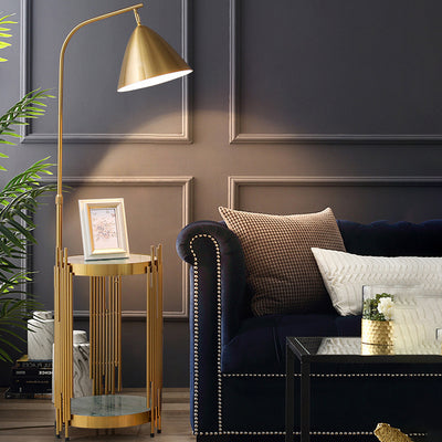 Contemporary Scandinavian Cylinder Long Disc Flared Hardware Tempered Glass 1-Light Standing Floor Lamp For Bedroom