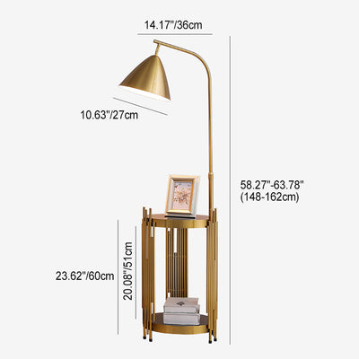 Contemporary Scandinavian Cylinder Long Disc Flared Hardware Tempered Glass 1-Light Standing Floor Lamp For Bedroom