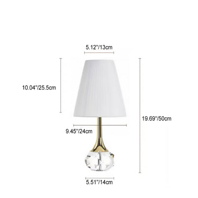 Lampe de table moderne de luxe avec bouteille ronde, matériel plissé, cristal, tissu, 1 lumière pour chambre à coucher 