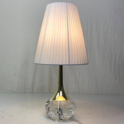 Lampe de table moderne de luxe avec bouteille ronde, matériel plissé, cristal, tissu, 1 lumière pour chambre à coucher 