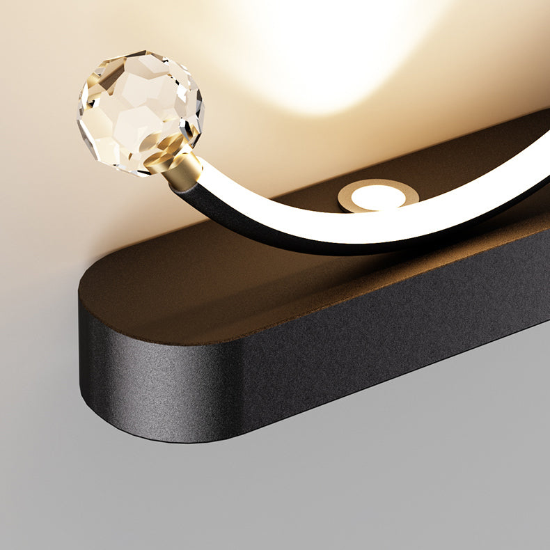 مصباح حائط LED بتصميم عصري إبداعي بشفرة قوسية وقاعدة بيضاوية من الحديد والألمنيوم والأكريليك لغرفة النوم 
