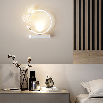 Zeitgenössische Kreative Bogenklinge Ovaler Sockel Eisen Aluminium Acryl LED Wandleuchte für Schlafzimmer 