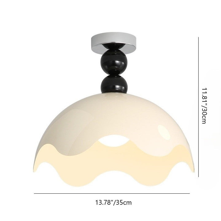 Plafonnier semi-encastré 1 lumière en fer et acrylique avec base en disque orbe vintage traditionnel coquille d'œuf pour salon 