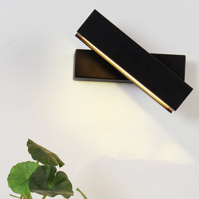 Contemporary Scandinavian Rectangle Swivel Hardware Wood Acrylic LED Wall Sconce Lamp For Bedroom