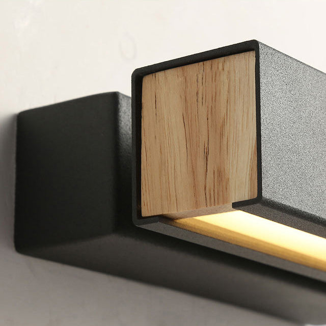 Contemporary Scandinavian Rectangle Swivel Hardware Wood Acrylic LED Wall Sconce Lamp For Bedroom