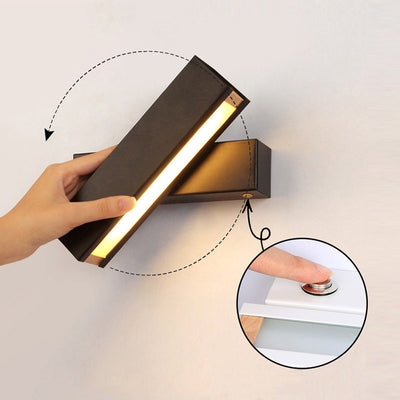 Contemporary Scandinavian Rectangle Swivel Hardware Wood Acrylic LED Wall Sconce Lamp For Bedroom