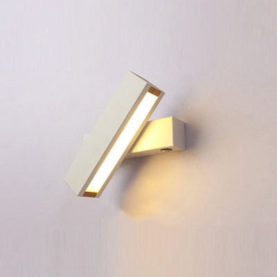 Contemporary Scandinavian Rectangle Swivel Hardware Wood Acrylic LED Wall Sconce Lamp For Bedroom