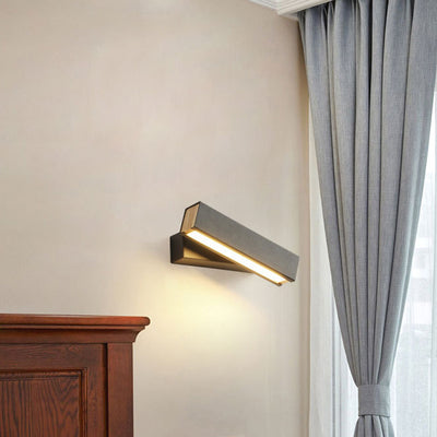 Contemporary Scandinavian Rectangle Swivel Hardware Wood Acrylic LED Wall Sconce Lamp For Bedroom