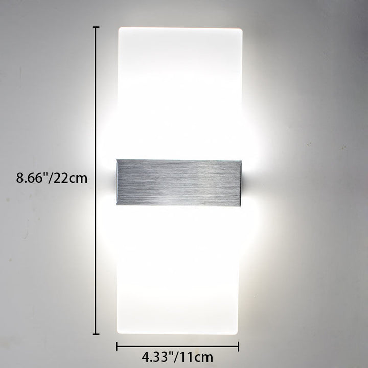 Lámpara Aplique de Pared LED de Acrílico y Aluminio Rectangular Minimalista Moderna para Dormitorio 