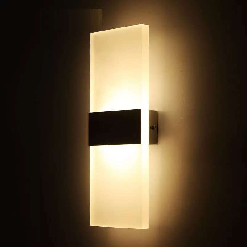 Lámpara Aplique de Pared LED de Acrílico y Aluminio Rectangular Minimalista Moderna para Dormitorio 