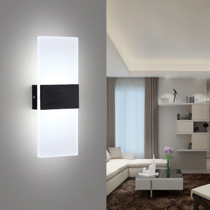 Lámpara Aplique de Pared LED de Acrílico y Aluminio Rectangular Minimalista Moderna para Dormitorio 