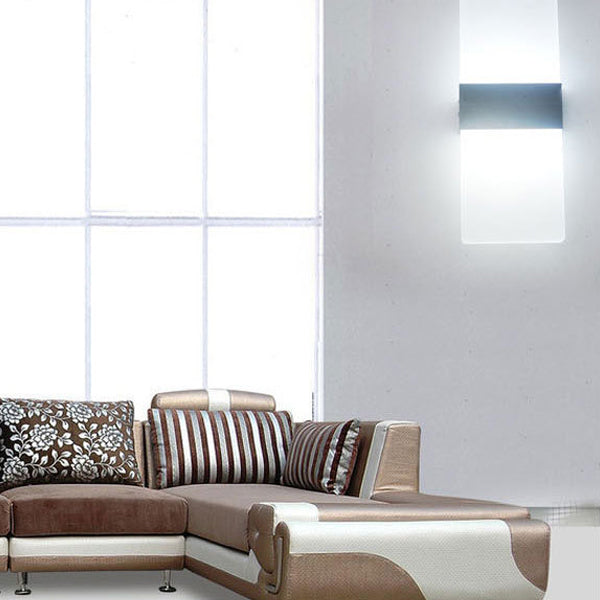 Lámpara Aplique de Pared LED de Acrílico y Aluminio Rectangular Minimalista Moderna para Dormitorio 