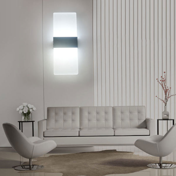 Lámpara Aplique de Pared LED de Acrílico y Aluminio Rectangular Minimalista Moderna para Dormitorio 