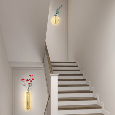Modern Minimalist Round Oval Cylinder Iron Acrylic LED Wall Sconce Lamp For Bedroom