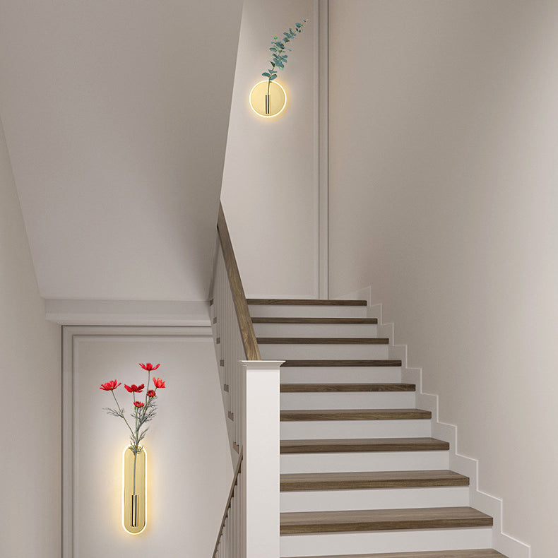 Modern Minimalist Round Oval Cylinder Iron Acrylic LED Wall Sconce Lamp For Bedroom