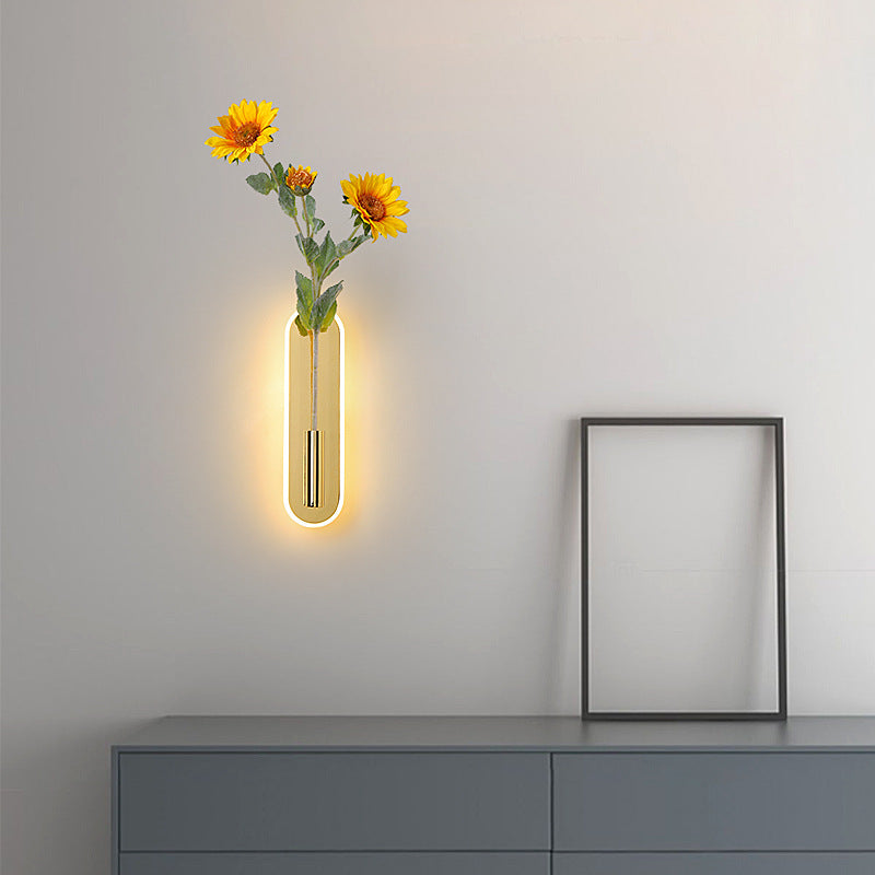Modern Minimalist Round Oval Cylinder Iron Acrylic LED Wall Sconce Lamp For Bedroom