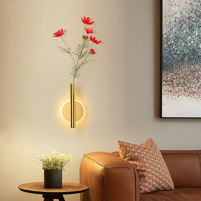 Modern Minimalist Round Oval Cylinder Iron Acrylic LED Wall Sconce Lamp For Bedroom
