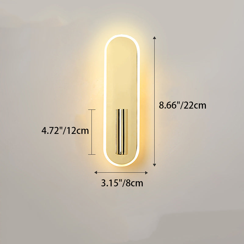 Modern Minimalist Round Oval Cylinder Iron Acrylic LED Wall Sconce Lamp For Bedroom