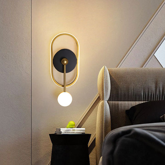 Zeitgenössische skandinavische quadratische runde ovale sphärische lange Rohr-Eisen-Aluminium-Acryl-LED-Wandleuchte für das Schlafzimmer 