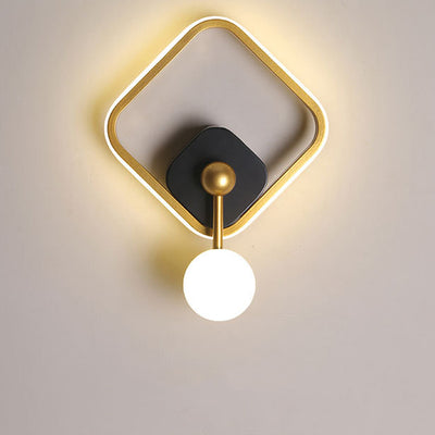 Contemporary Scandinavian Square Round Oval Spherical Long Tube Iron Aluminum Acrylic LED Wall Sconce Lamp For Bedroom