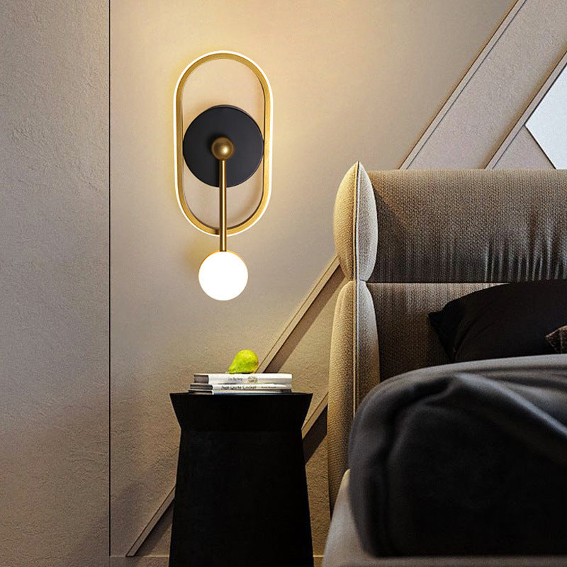 Contemporary Scandinavian Square Round Oval Spherical Long Tube Iron Aluminum Acrylic LED Wall Sconce Lamp For Bedroom
