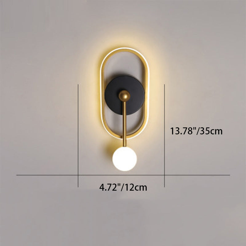 Zeitgenössische skandinavische quadratische runde ovale sphärische lange Rohr-Eisen-Aluminium-Acryl-LED-Wandleuchte für das Schlafzimmer 