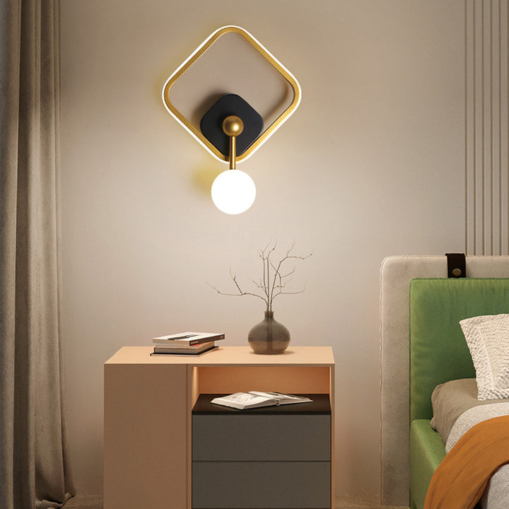 Zeitgenössische skandinavische quadratische runde ovale sphärische lange Rohr-Eisen-Aluminium-Acryl-LED-Wandleuchte für das Schlafzimmer 