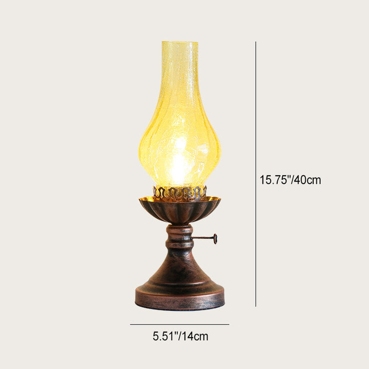 Traditionelle Vintage-Flasche Kegel Halbrund Texturiertes Eisen Glas 1-Licht Tischlampe Für Schlafzimmer 