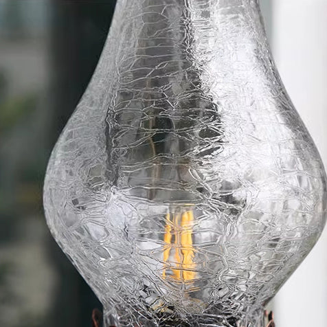 Traditionelle Vintage-Flasche Kegel Halbrund Texturiertes Eisen Glas 1-Licht Tischlampe Für Schlafzimmer 