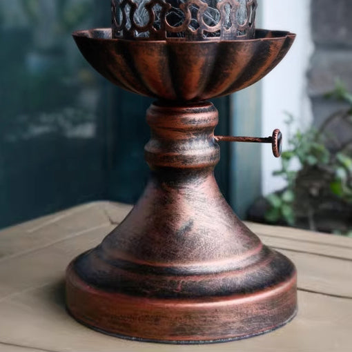 Traditionelle Vintage-Flasche Kegel Halbrund Texturiertes Eisen Glas 1-Licht Tischlampe Für Schlafzimmer 