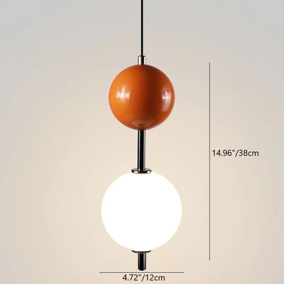 Lustre LED moderne minimaliste à orbe avec double cylindre en fer et verre pour chambre 