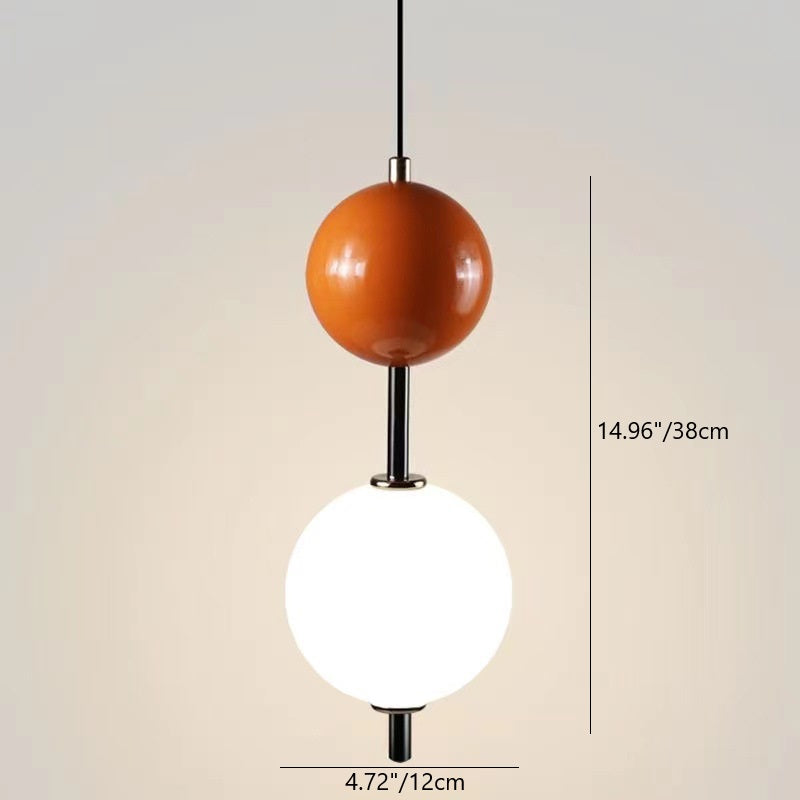 Lustre LED moderne minimaliste à orbe avec double cylindre en fer et verre pour chambre 