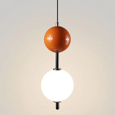 Lustre LED moderne minimaliste à orbe avec double cylindre en fer et verre pour chambre 