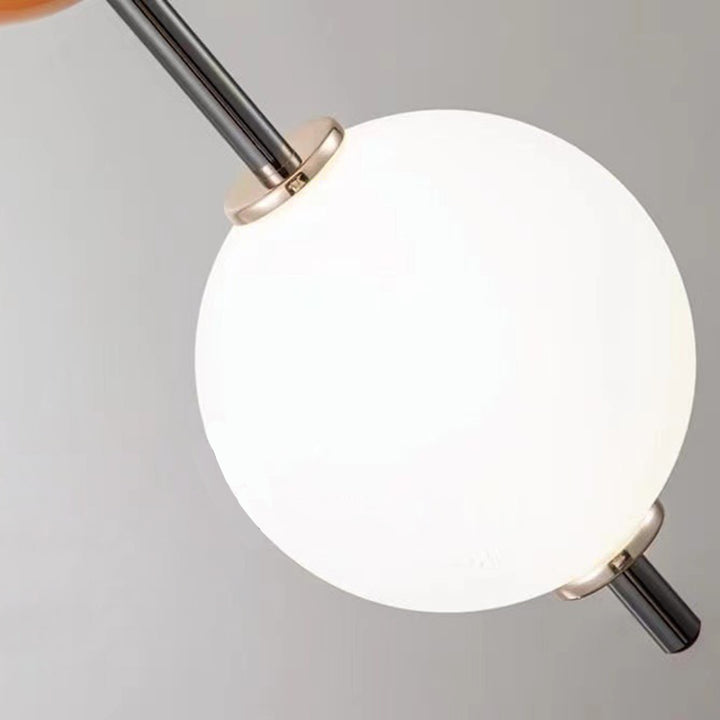 Lustre LED moderne minimaliste à orbe avec double cylindre en fer et verre pour chambre 