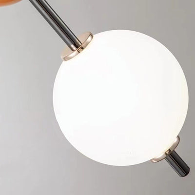 Lustre LED moderne minimaliste à orbe avec double cylindre en fer et verre pour chambre 