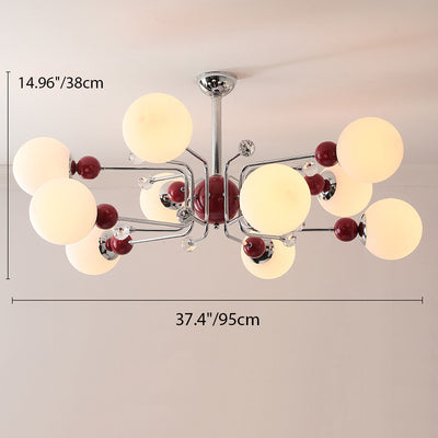 Contemporary Scandinavian Branch Curved Globe Semicircular Base Iron Glass 6/8/10 Light Chandelier For Living Room