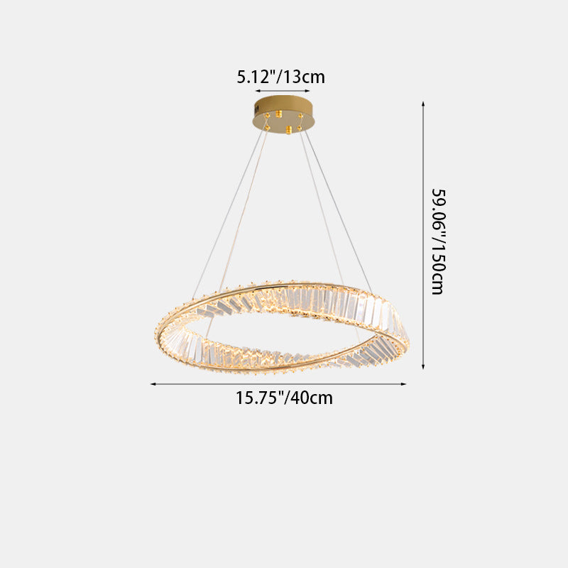 Moderne Luxus Ring Rechteck Hardware Kristall LED Pendelleuchte Insel Licht für Esszimmer 