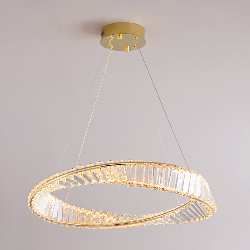 Moderne Luxus Ring Rechteck Hardware Kristall LED Pendelleuchte Insel Licht für Esszimmer 