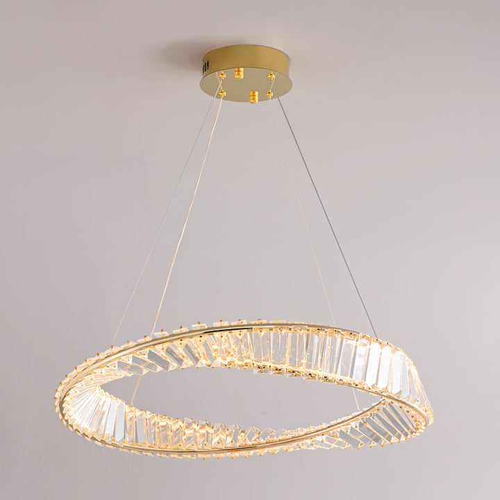 Moderne Luxus Ring Rechteck Hardware Kristall LED Pendelleuchte Insel Licht für Esszimmer 